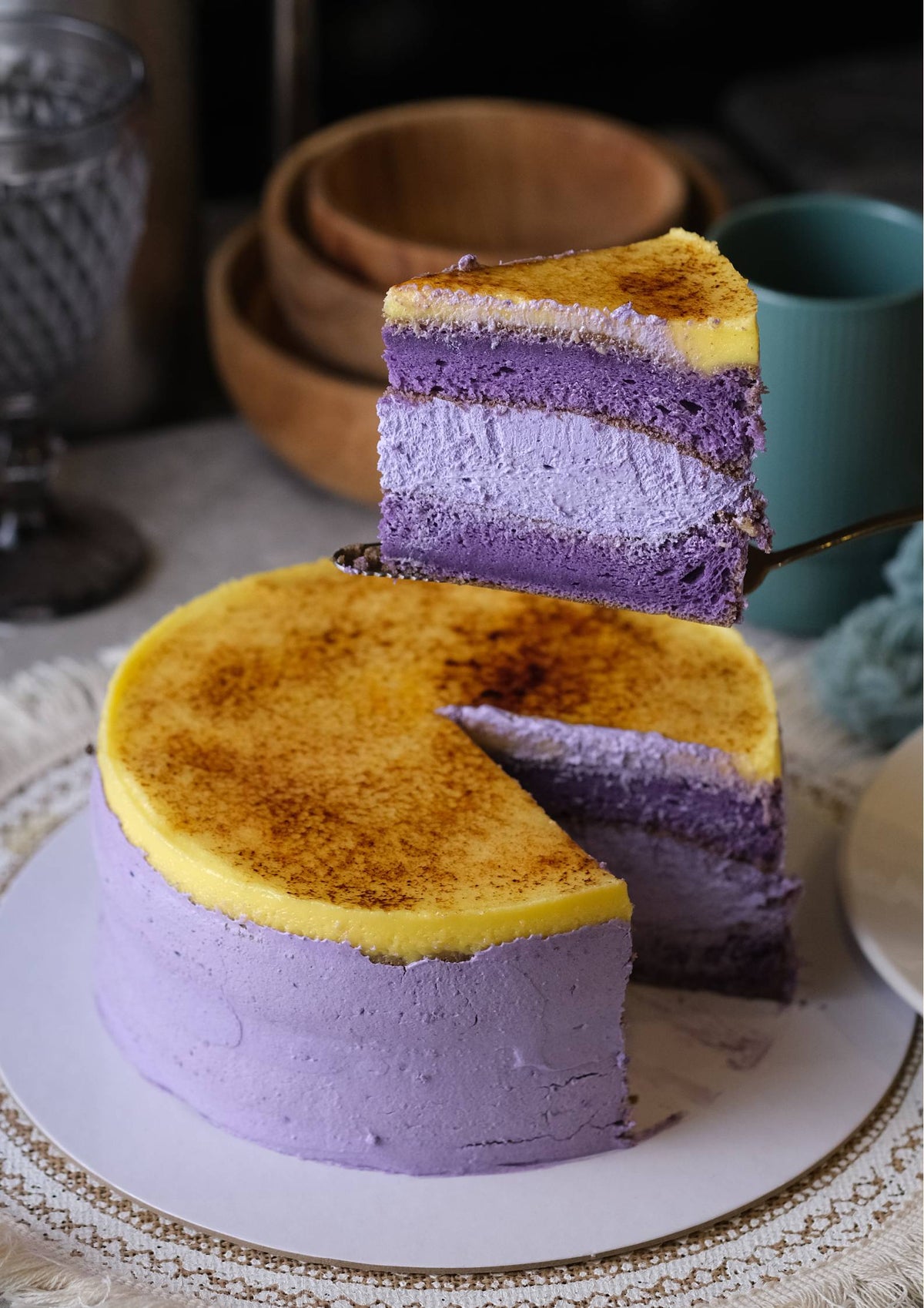 Ube Creme Brûlée Cake
